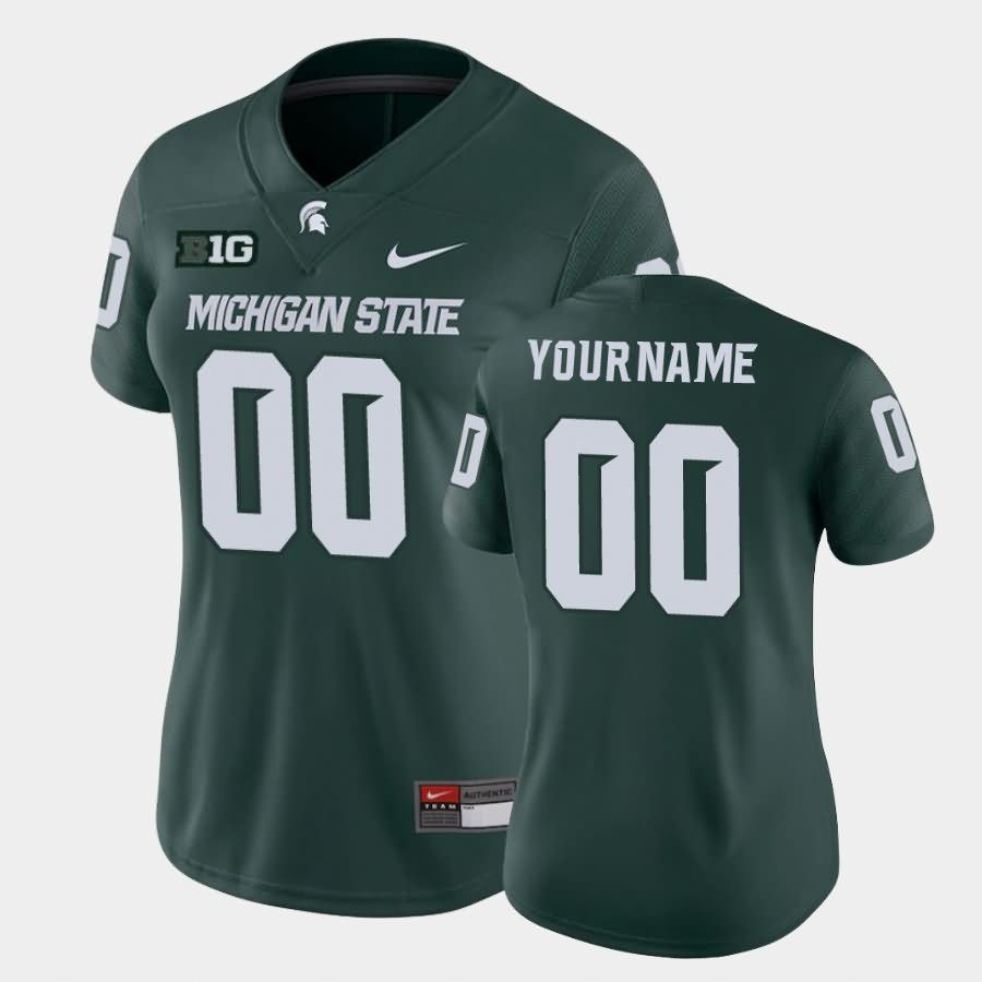 Women's Michigan State Spartans #00 Custom NCAA Nike Authentic Green College Stitched Football Jersey AQ41B42SM
